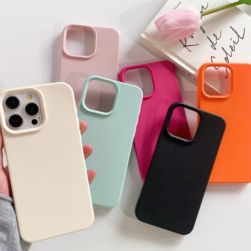 Premium Minimalist Leather apple iphone phone case